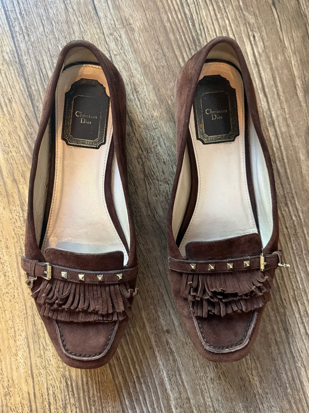 Christian Dior Brown Suede Fringe Flats Loafers Size 36 US 6 Made in Italy